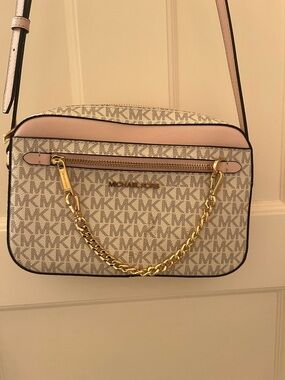 Michael Kors Beige with Pink Accents Crossbody Bag
